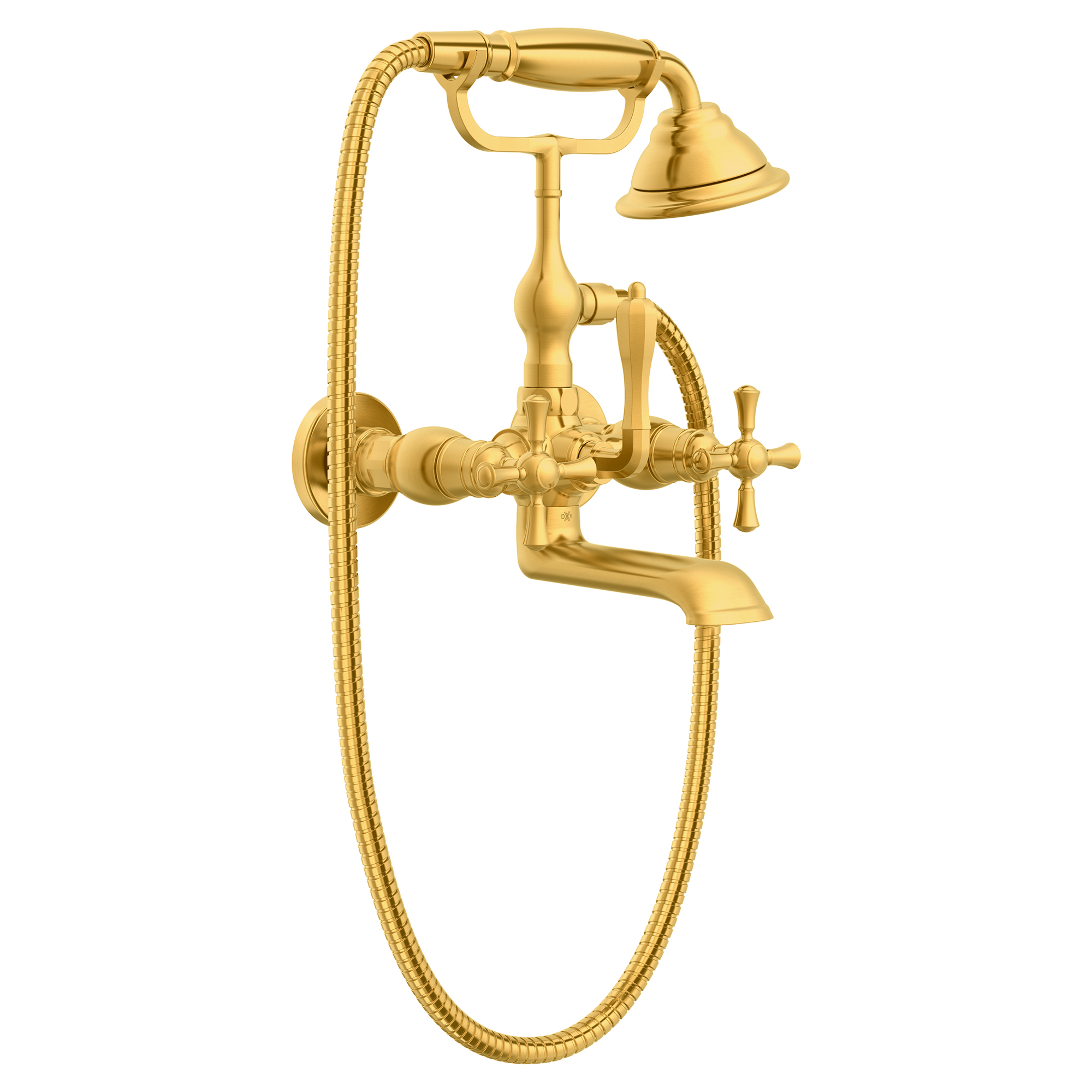 Randall 2-Handle Wall Mount Bathtub Faucet with Hand Shower and Cross Handles